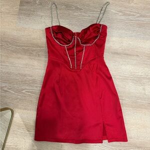 Hello Molly Red Sheath Dress Spaghetti Strap Sweetheart